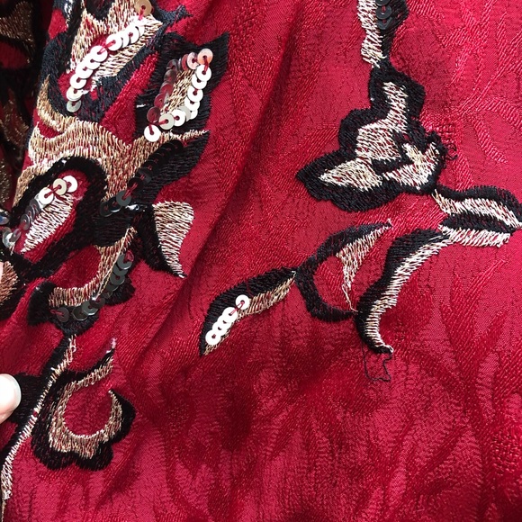 Zara Contrast Embroidery Sequin Bomber Jacket - Picture 5 of 8